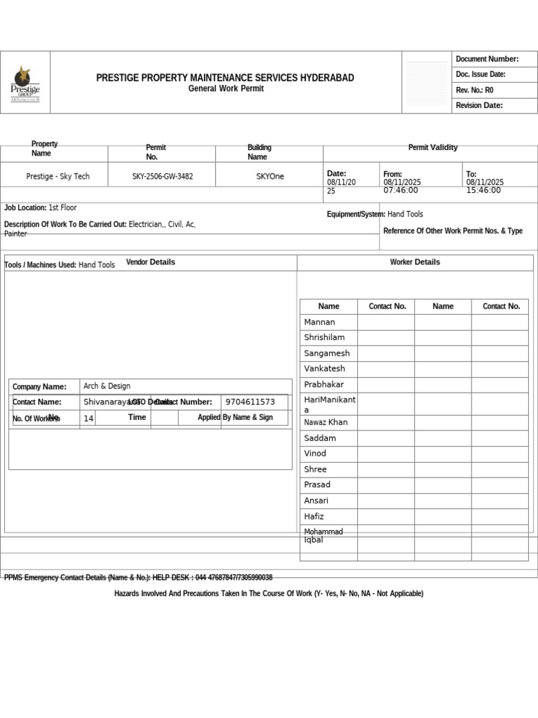 Prestige Property Maintenance Work Permit | PDF | Labor Relations ...