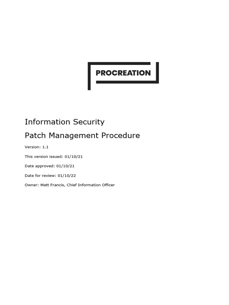Patch Management Procedure Overview | PDF | Information Security | Malware