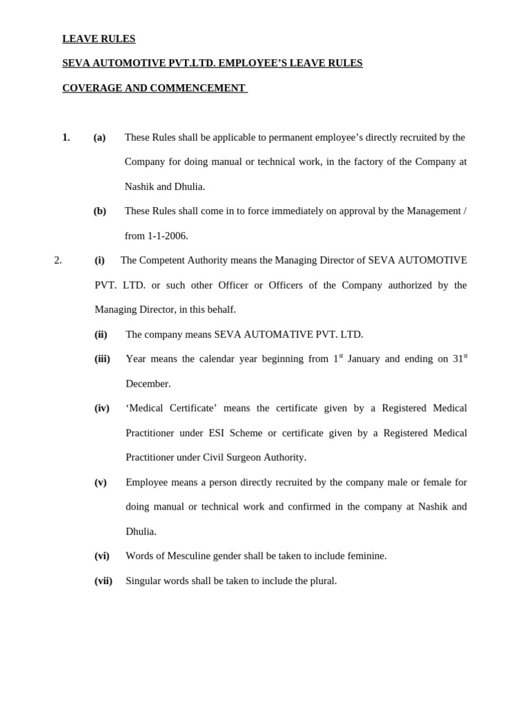 Leave Rules | PDF | Employment | Sick Leave