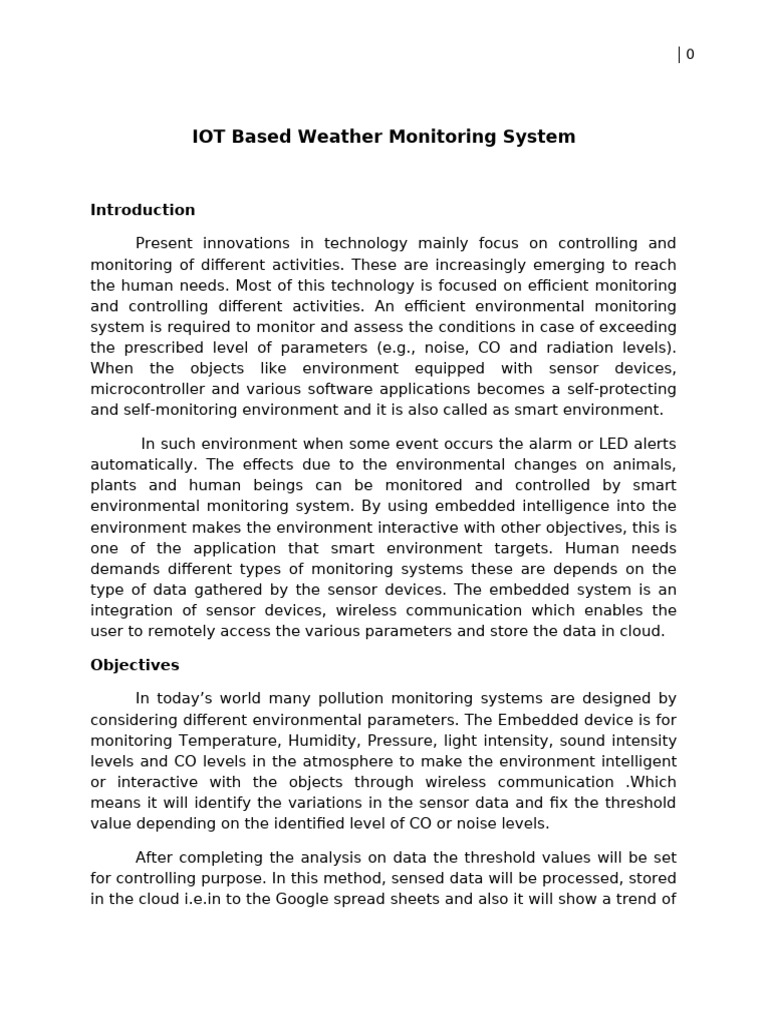 IoT Weather Monitoring System Overview | PDF | Sensor | Decibel
