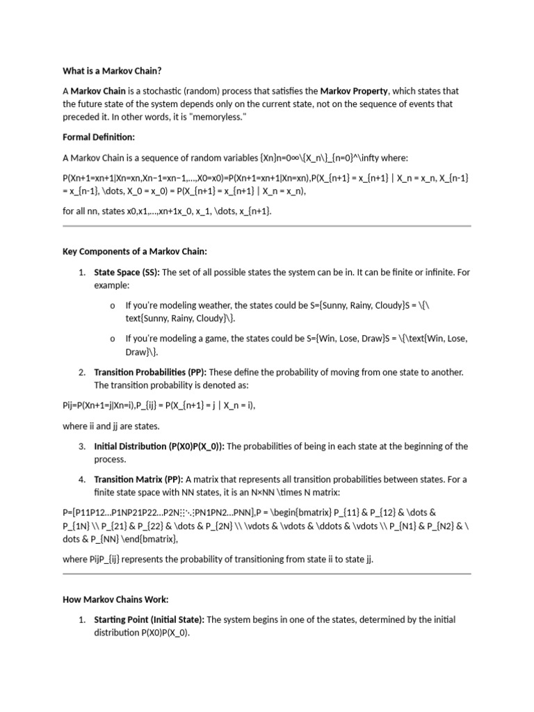 Understanding Markov Chains Explained | PDF | Markov Chain | Applied ...