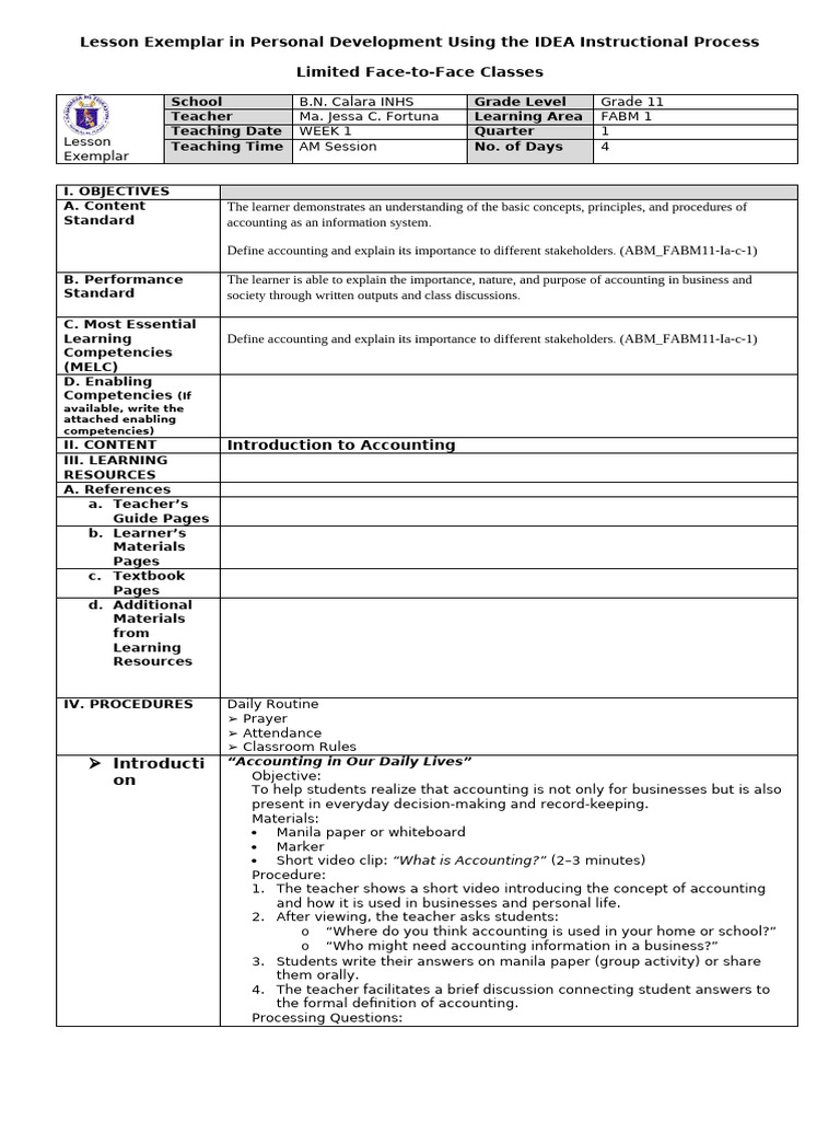 Personal Development in Accounting Lesson | PDF | Accounting | Information