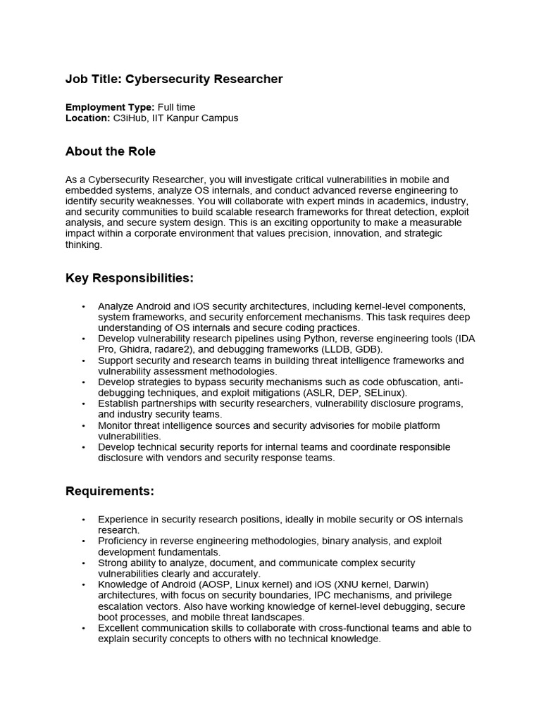 Cybersecurity Researcher JD | PDF | Computer Security | Security
