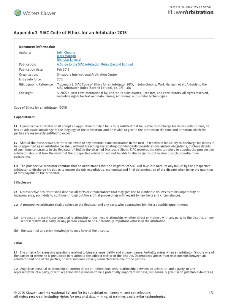 Siac Appendix 3 | PDF | Arbitral Tribunal | Arbitration
