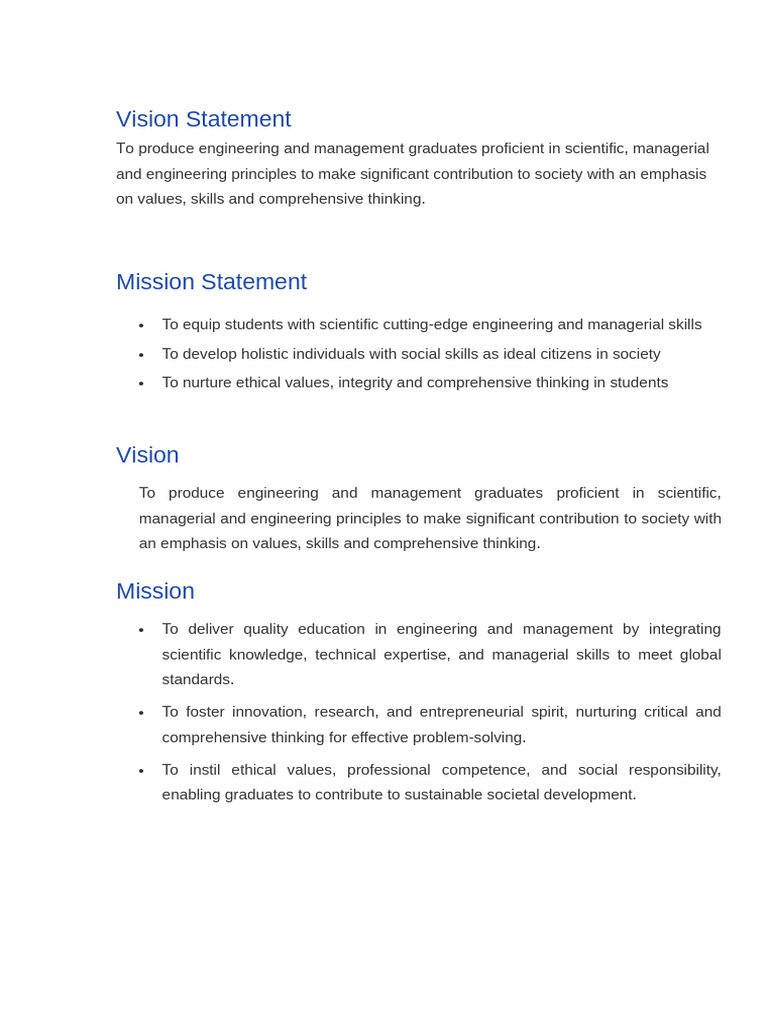Engineering and Management Graduate Goals | PDF