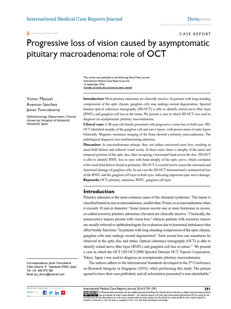Vision Loss from Pituitary Macroadenoma | PDF | Retina | Vision