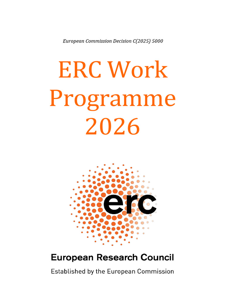 ERC Work Programme 2026 Overview | PDF