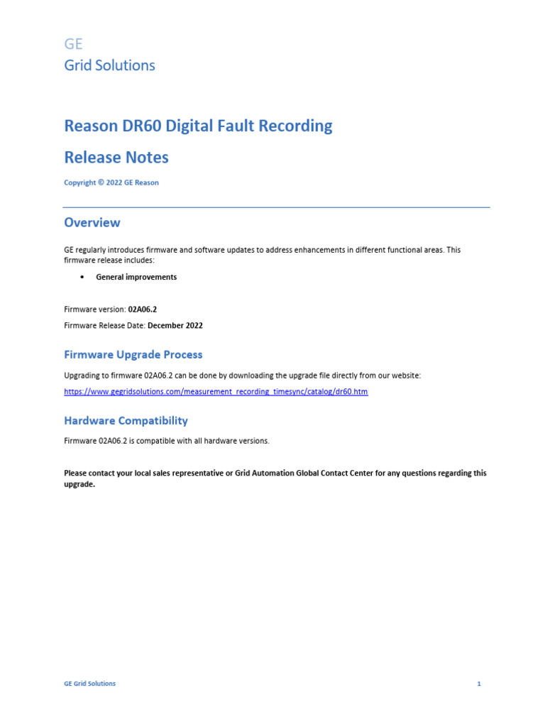 GE DR60 Firmware 02A06.2 Release Notes | PDF | Computer Architecture ...