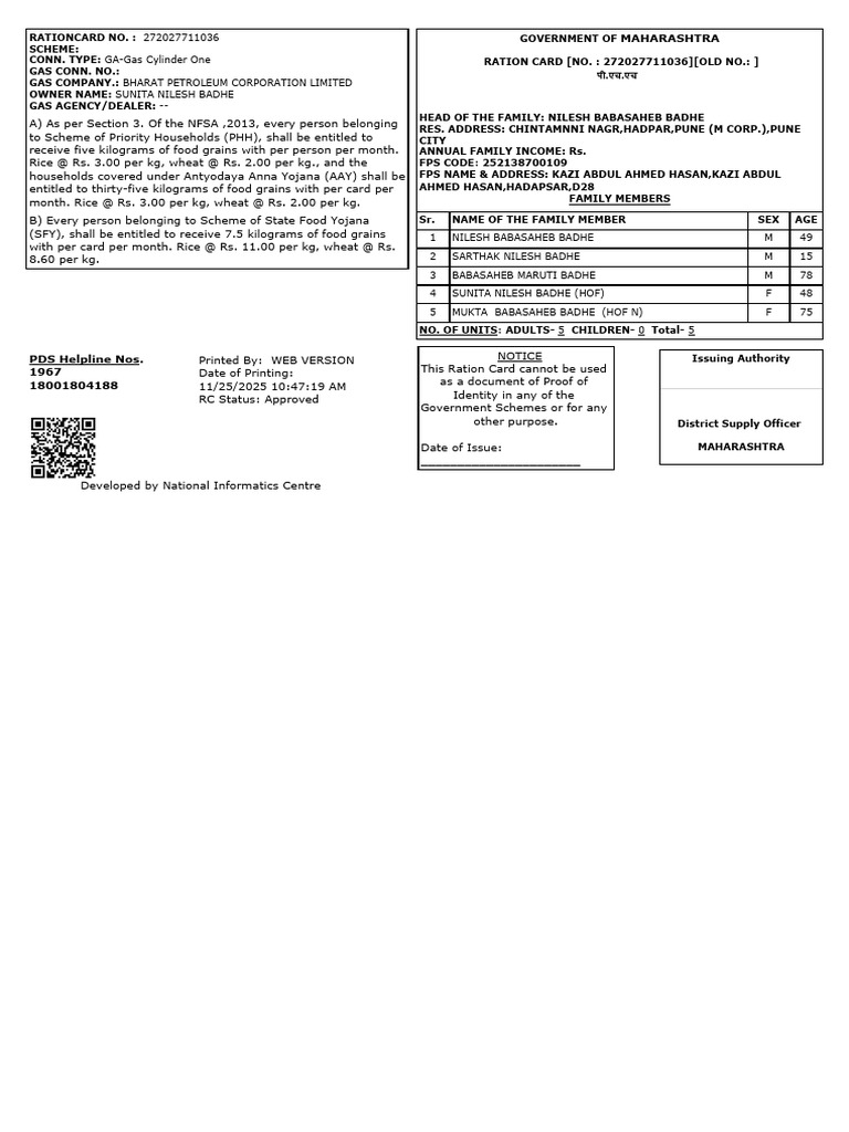 Maharashtra Ration Card Details | PDF | Humanitarian Aid | Poverty