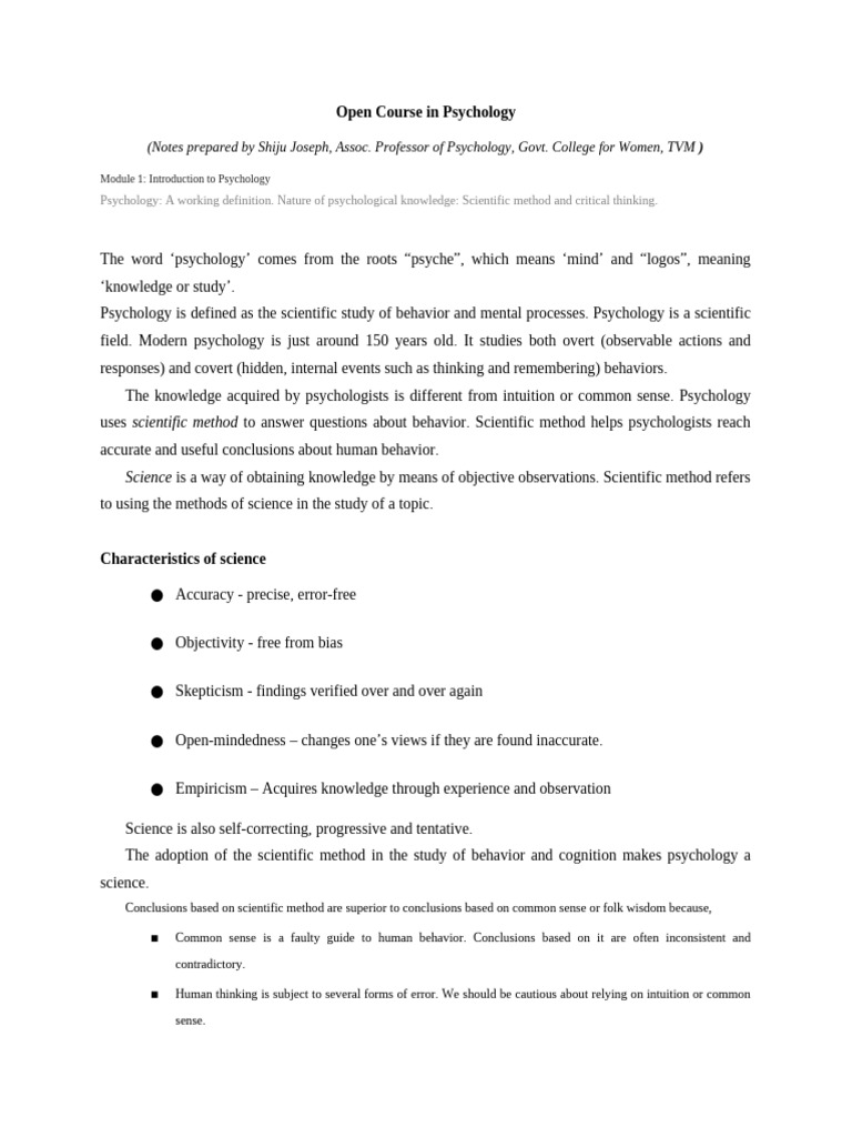 Introduction to Psychology Concepts | PDF | Critical Thinking | Thought