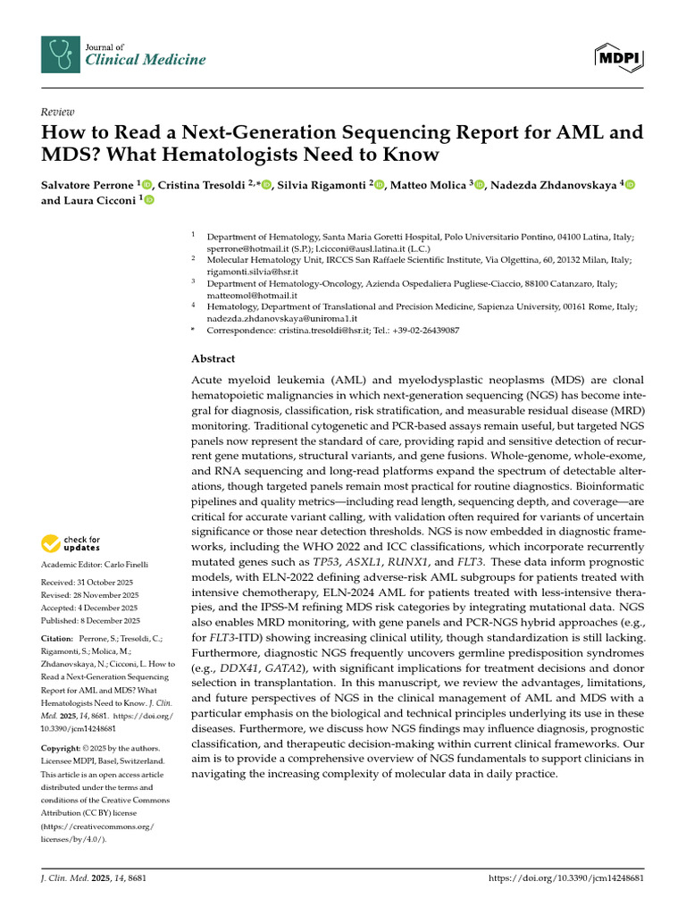 NGS Report Guide for AML and MDS | PDF | Dna Sequencing | Neoplasms