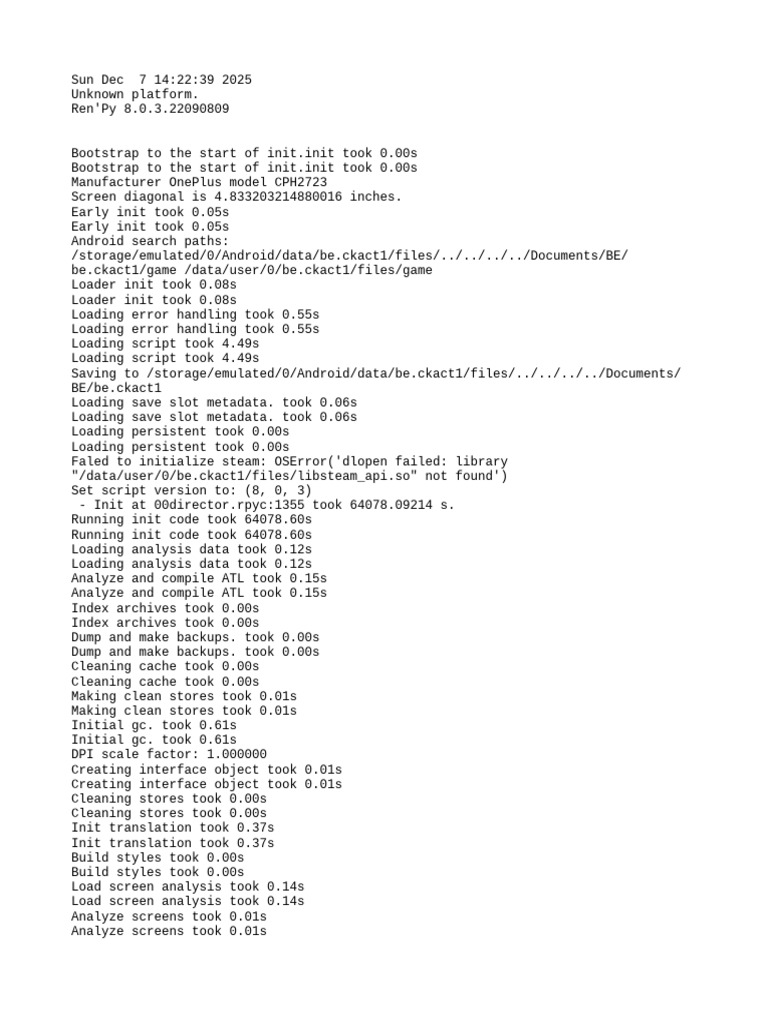 Ren'Py 8.0.3 Initialization Log | PDF