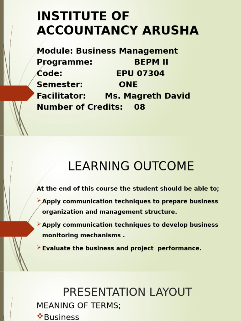 Business Management Course Overview | PDF | Limited Liability Company ...