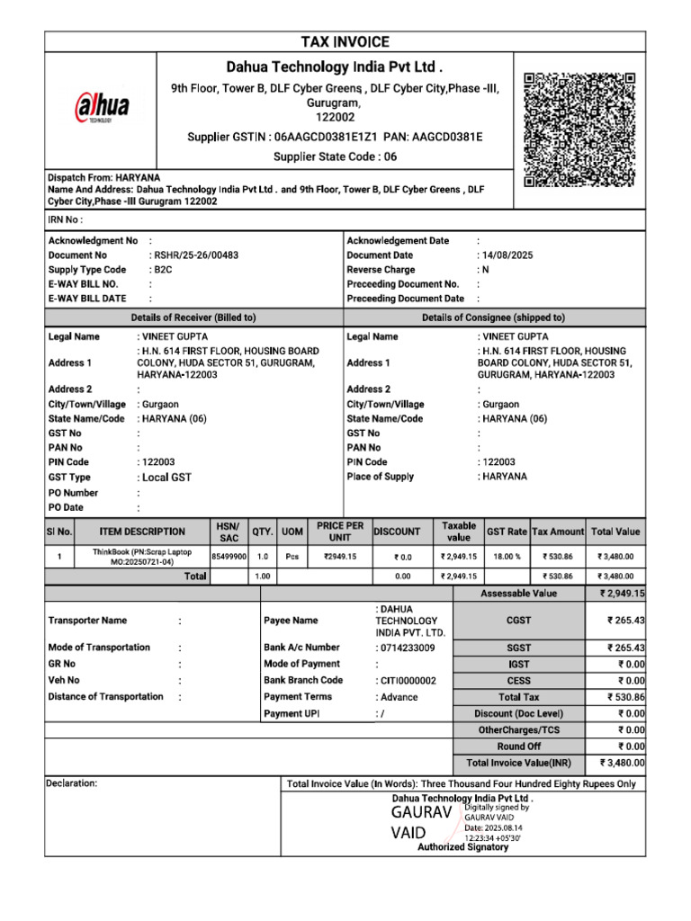 Laptop Invoice | PDF