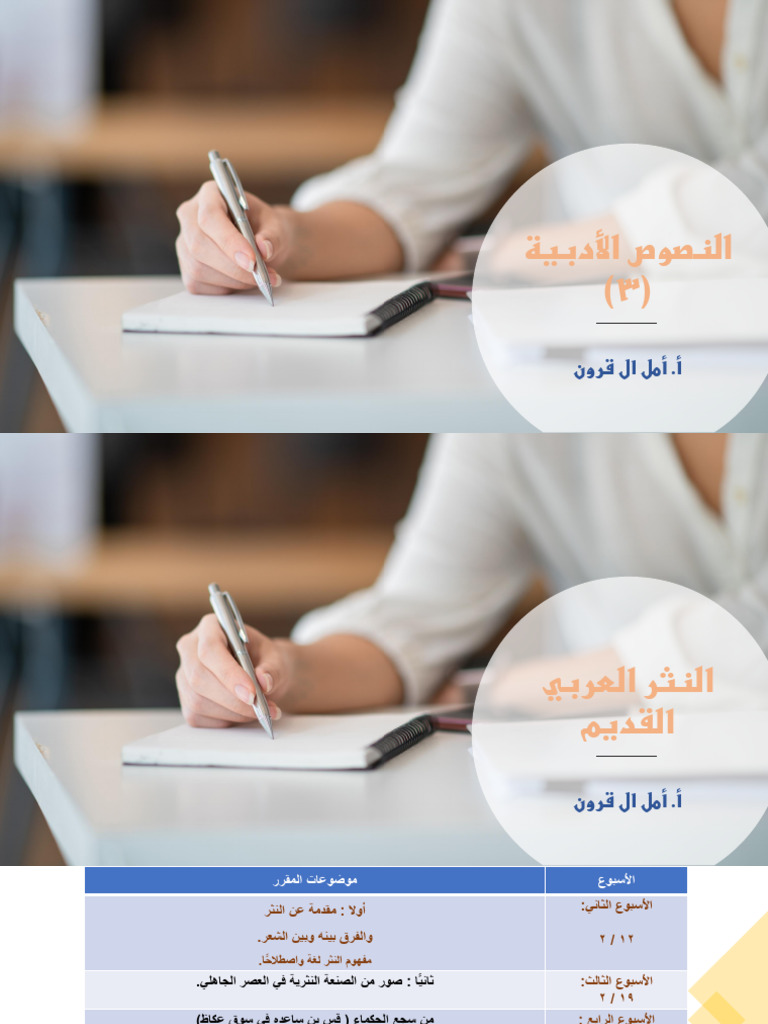 المحاضرة الأولى (نصوص + نثر) | PDF