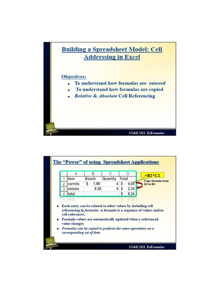 Excel Formula Basics and Cell Referencing | PDF | Spreadsheet | Formula
