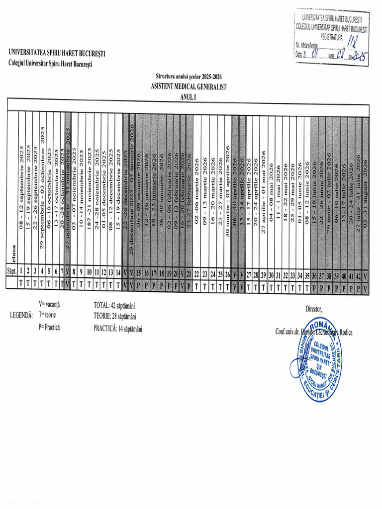 Structura Anului Scolar 2025-2026 | PDF