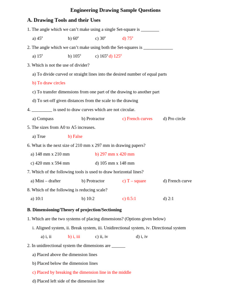 Engineering Drawing Practice Questions | PDF | Triangle | Elementary ...
