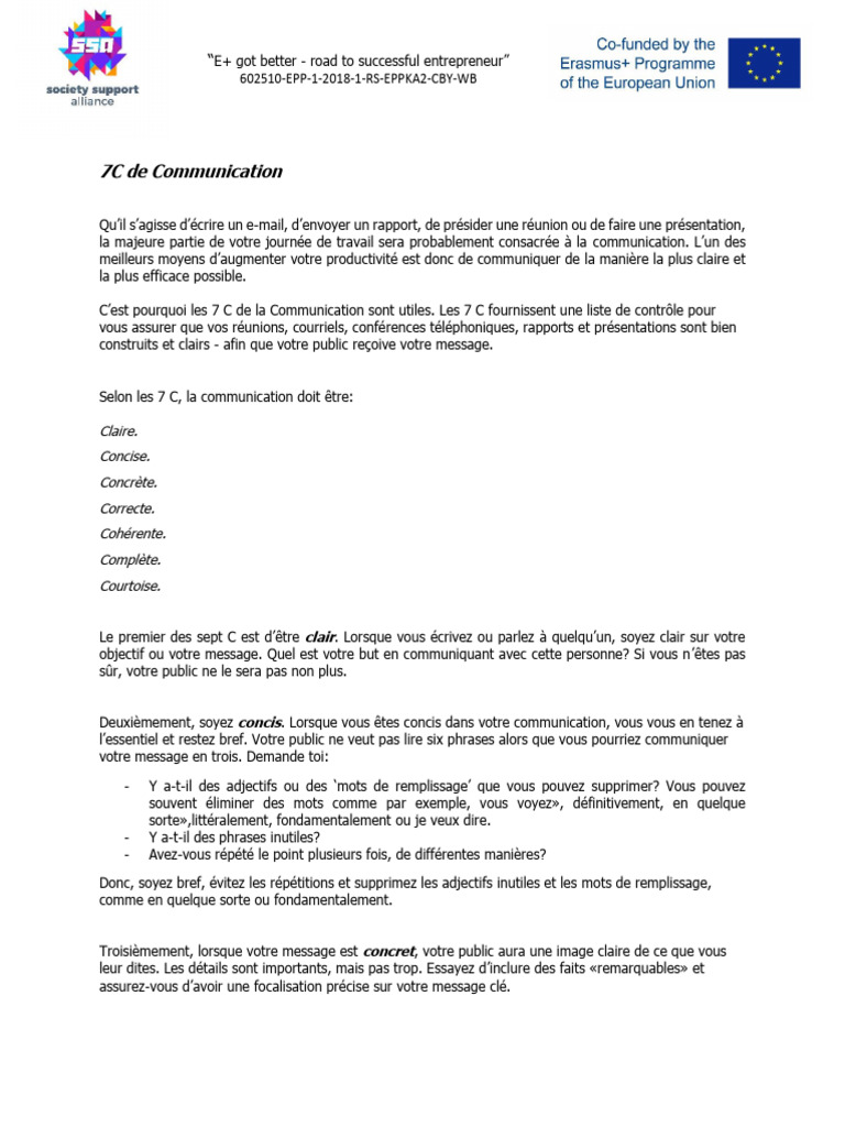 7 C de la Communication Efficace | PDF