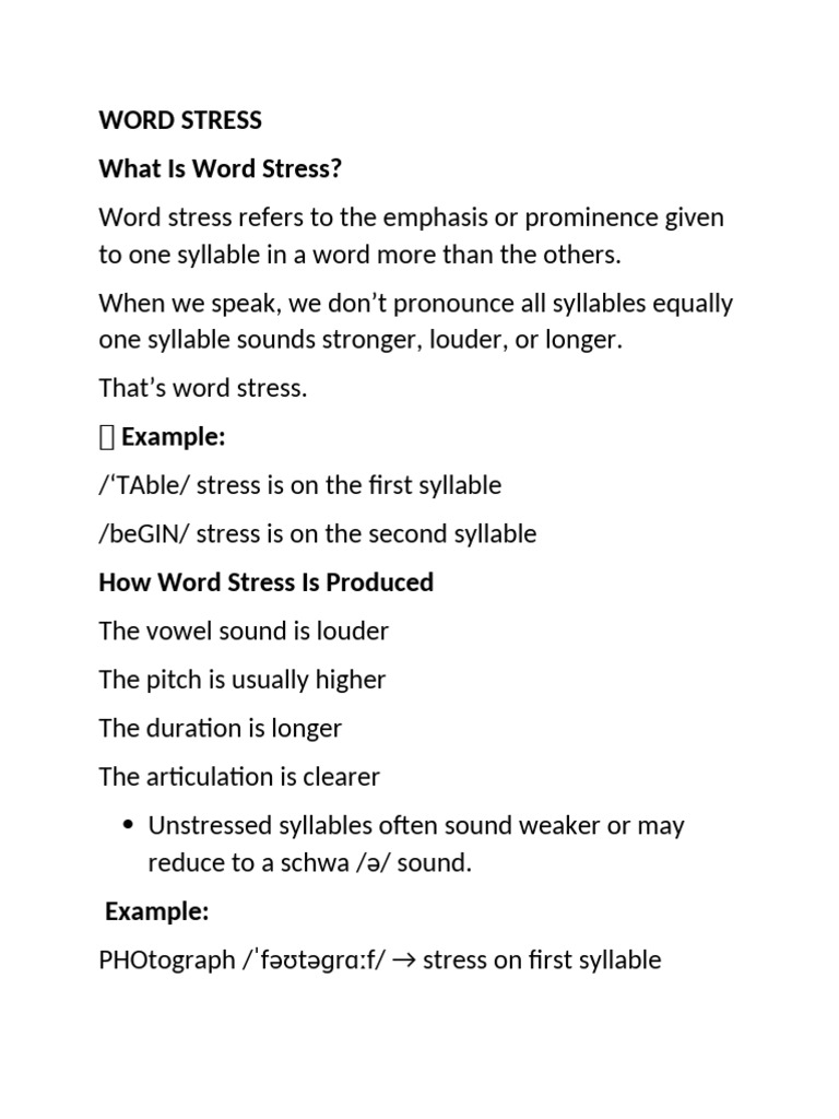 Understanding Word Stress in English | PDF