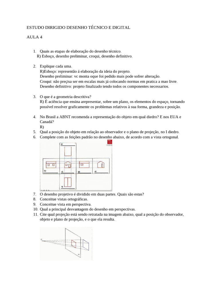 Etapas do Desenho Técnico e Geometria Descritiva | PDF