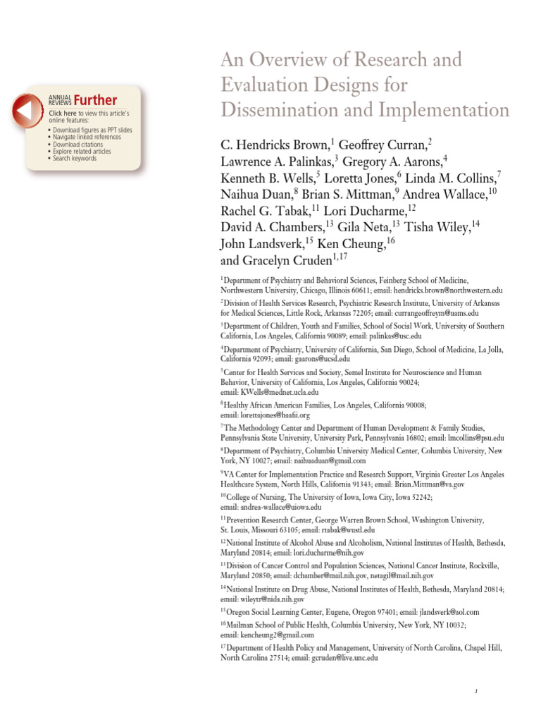 Research Designs for Implementation Science | PDF | Quantitative ...