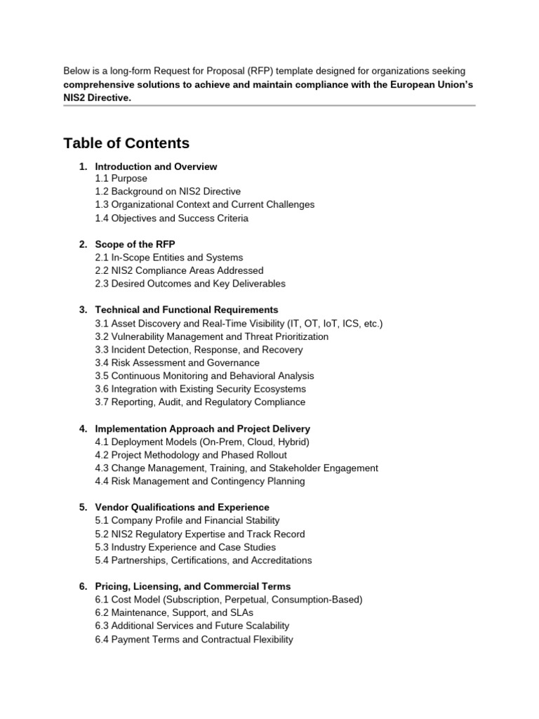 NIS2 Compliance RFP Template Guide | PDF | Computer Security | Security