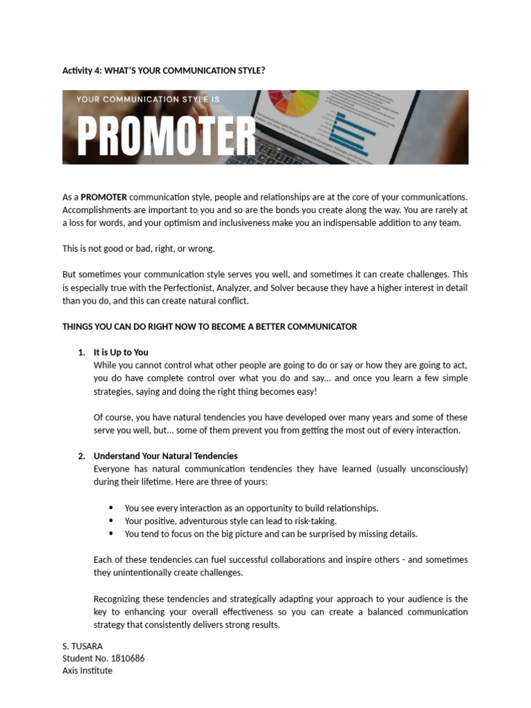 Enhance Your Promoter Communication Style | PDF | Communication ...