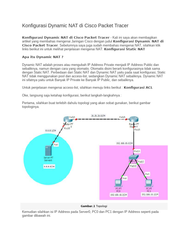 Konfigurasi Dynamic NAT Cisco PT | PDF