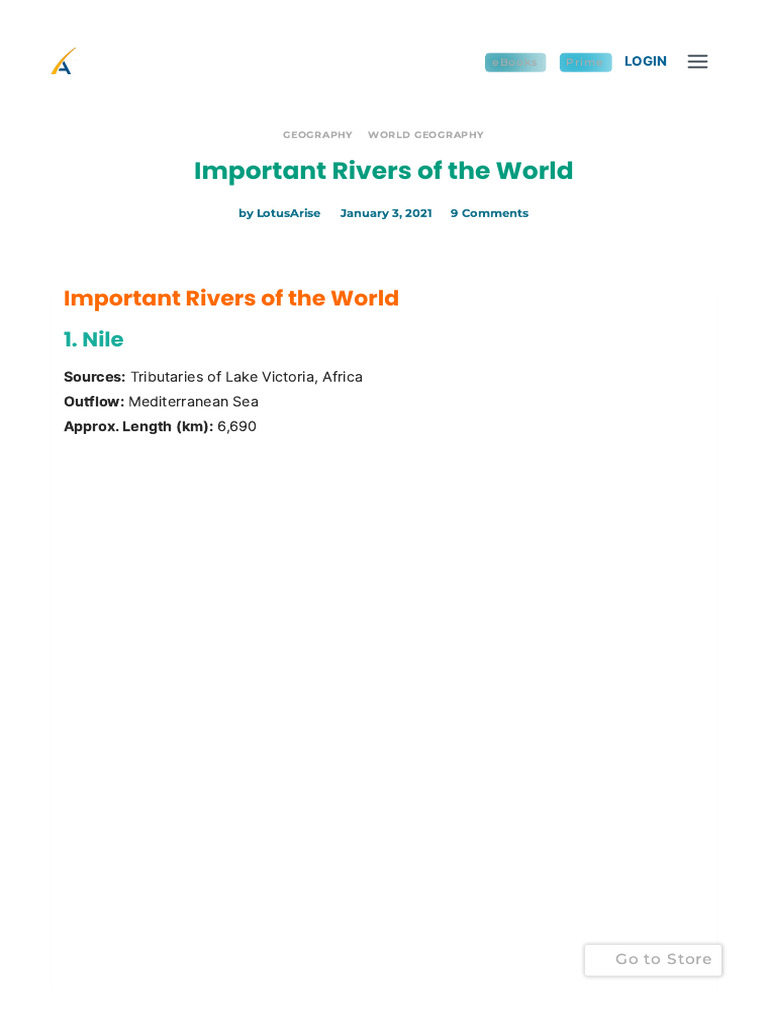 Important Rivers of the World List | PDF | Physical Geography | Aquatic ...
