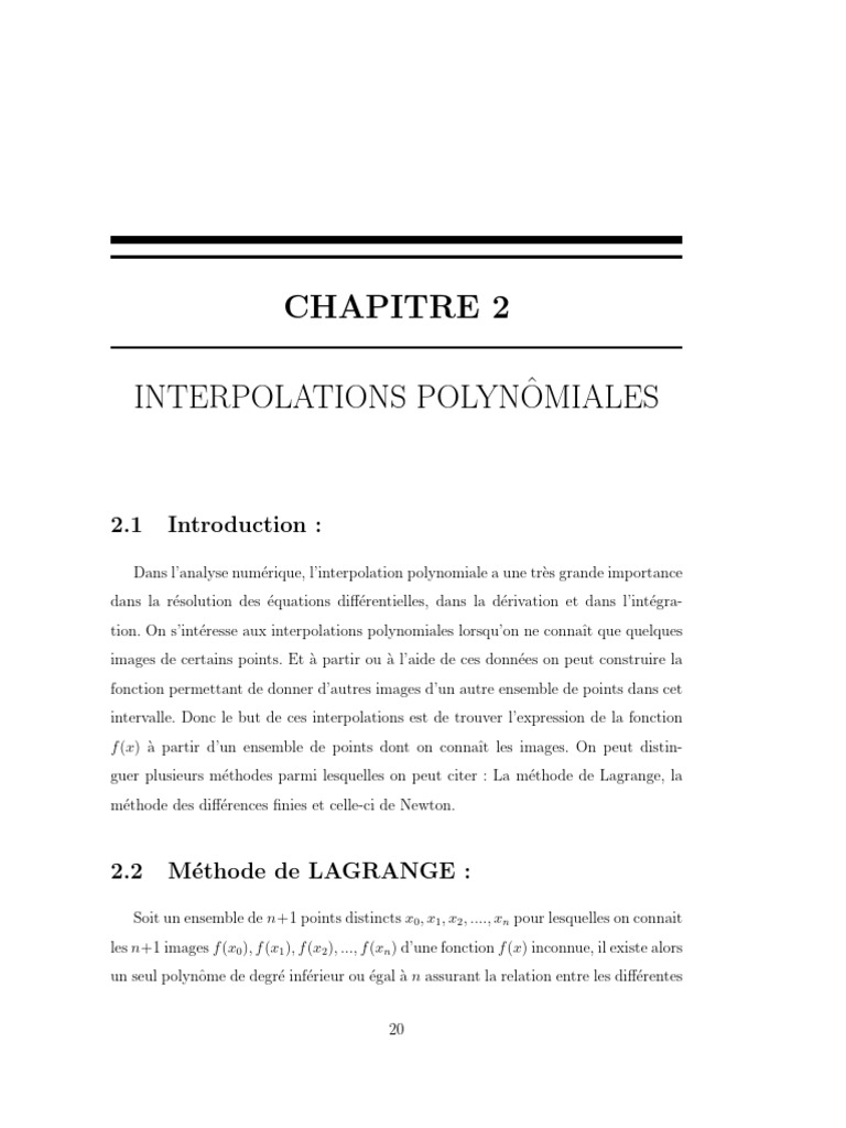 Interpolation Polynomiale et Méthodes Lagrange | PDF | Polynôme ...