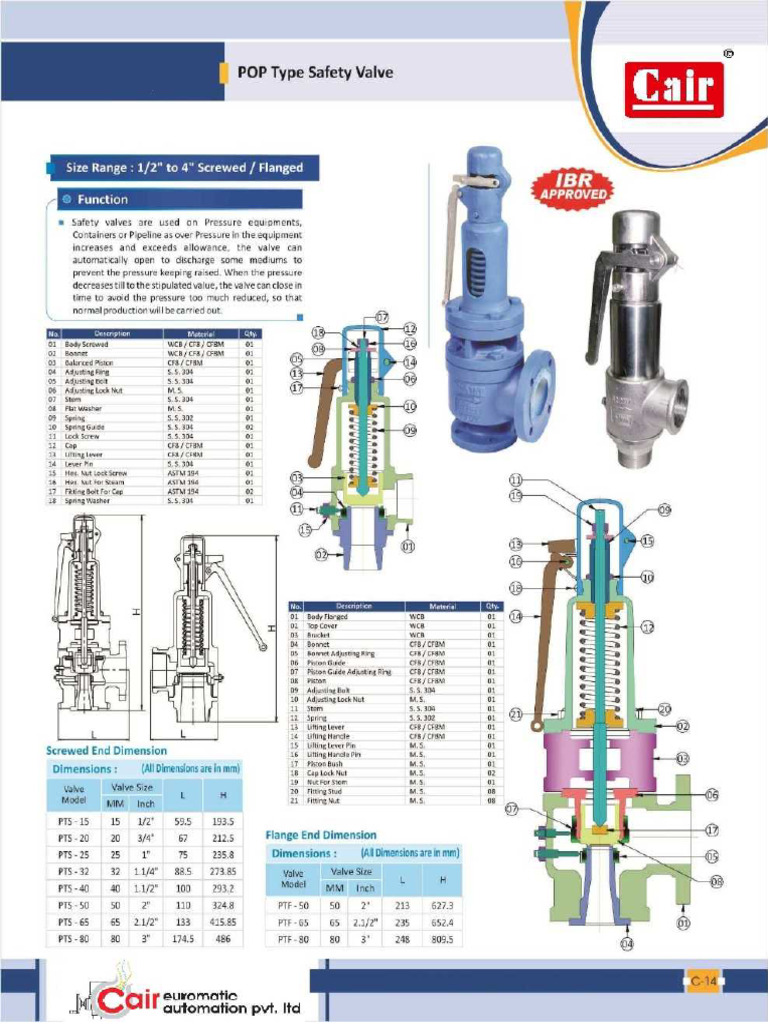 POP Type Safety Valve | PDF