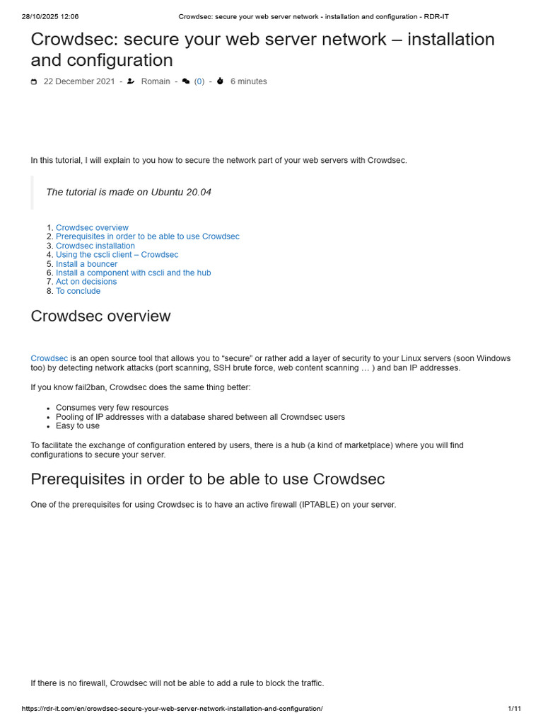 Secure Your Web Server with Crowdsec | PDF | Web Server | Internet & Web