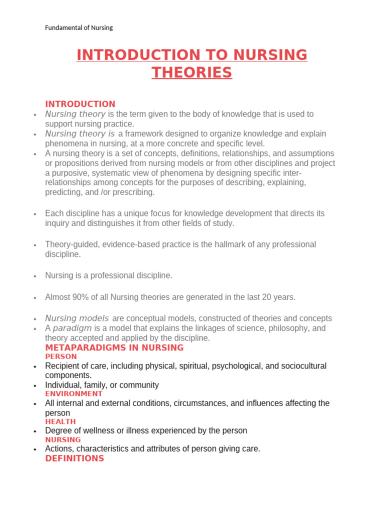 Nursing Theories and Concepts Explained | PDF | Communication ...