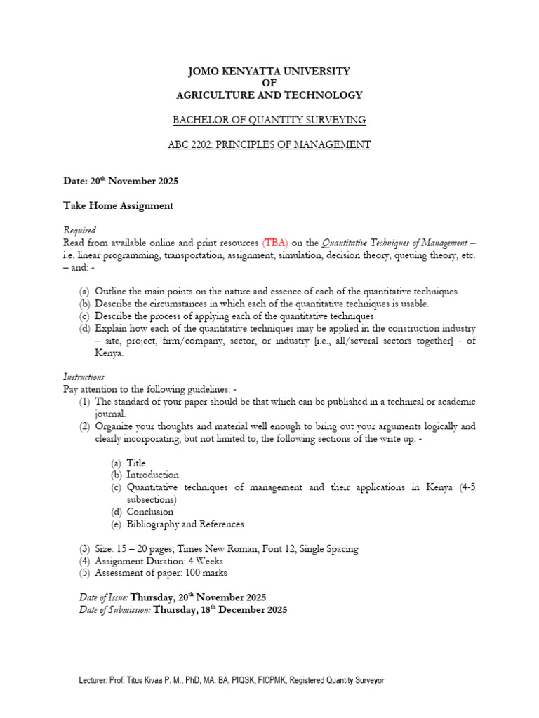 Take Home Assignment | PDF