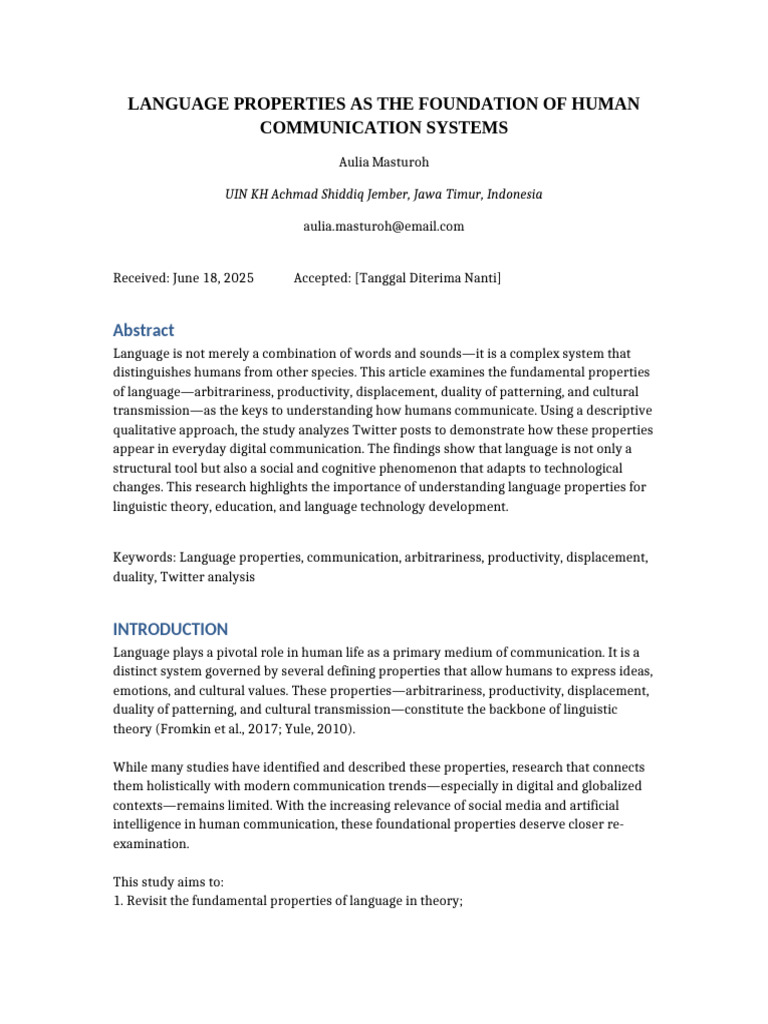 FIXED Language Properties Aulia Masturoh | PDF | Communication ...