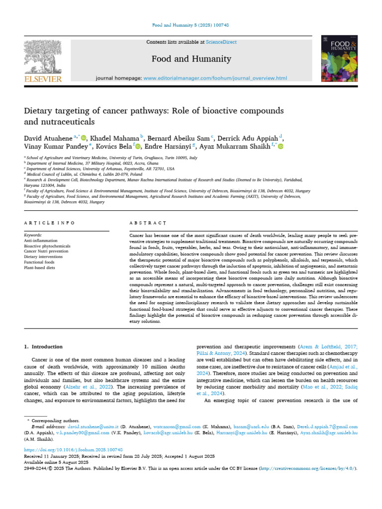 Bioactive Compounds in Cancer Prevention | PDF | Angiogenesis | Cancer