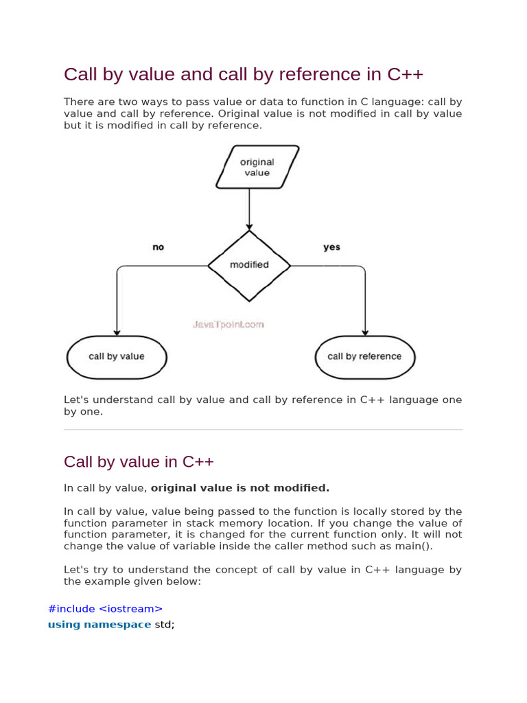 C++ Call by Value vs Reference Explained | PDF | C++ | Computing