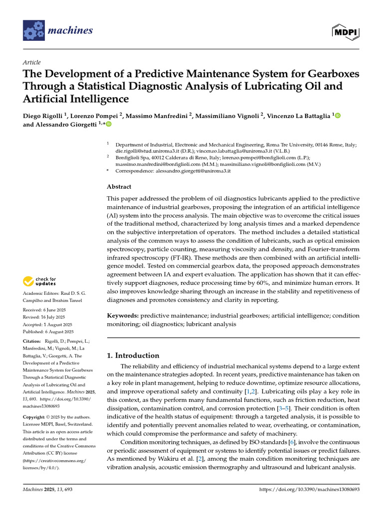 Predictive Maintenance for Gearboxes Using AI | PDF | Artificial ...