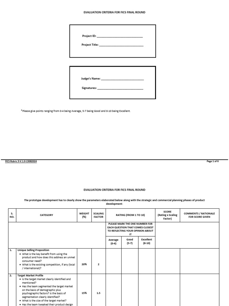 FICS Final Round Rubric-V.1.0-28112025 | PDF | Business Economics ...