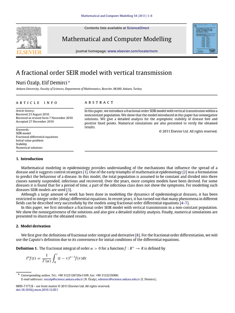A Fractional Order SEIR Model With Vertical 2011 Mathematical and ...