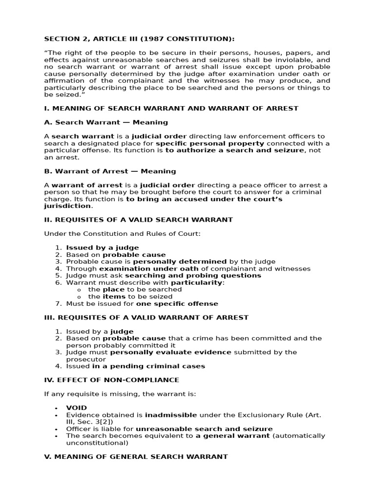 Section 2 Bill of Rights | PDF | Search Warrant | Search And Seizure