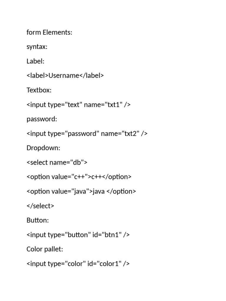 Form Elements Doc | PDF