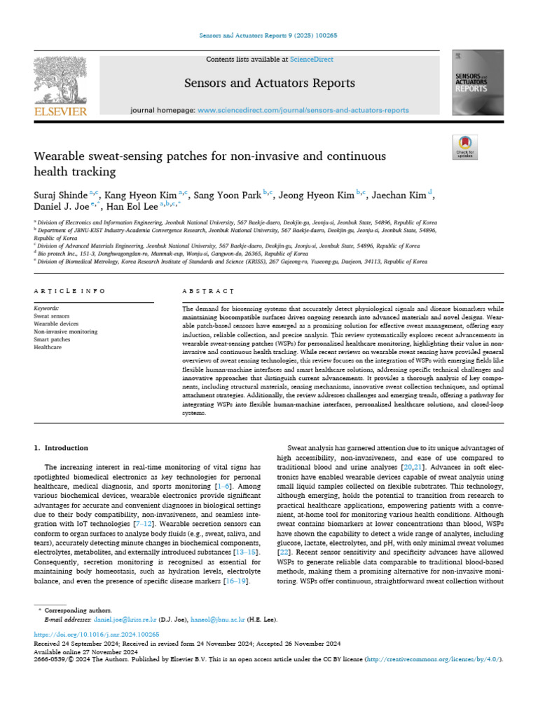 Wearable Sweat Sensors for Health Monitoring | PDF | Biosensor | Sensor