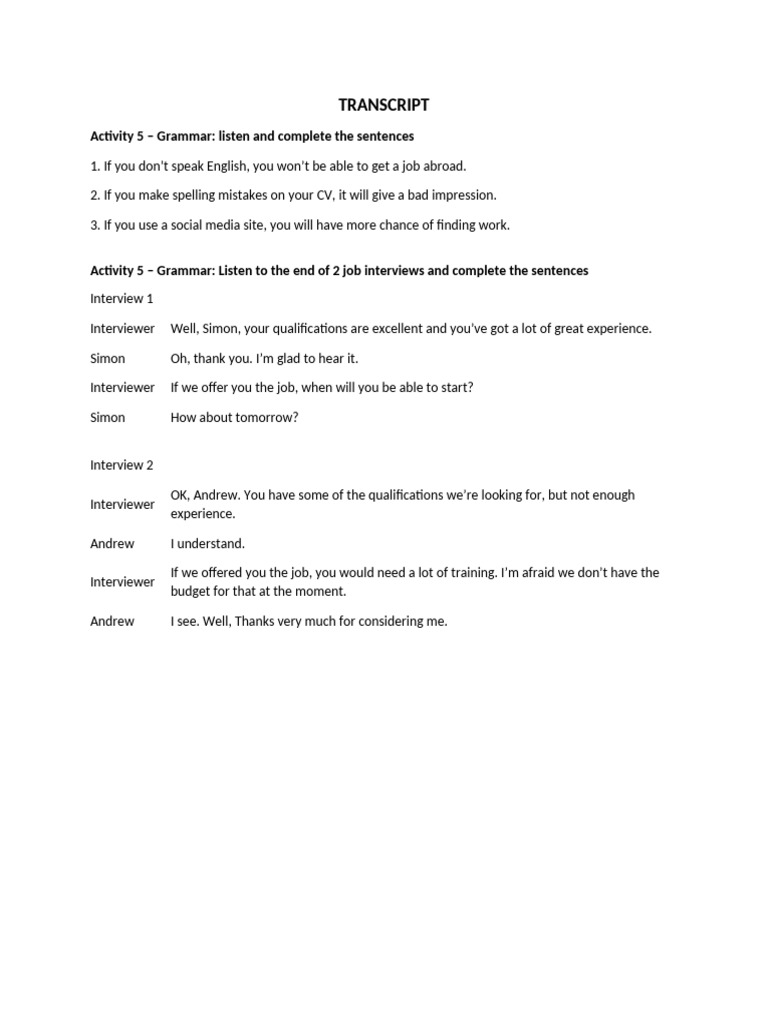 20 Audio Script | PDF