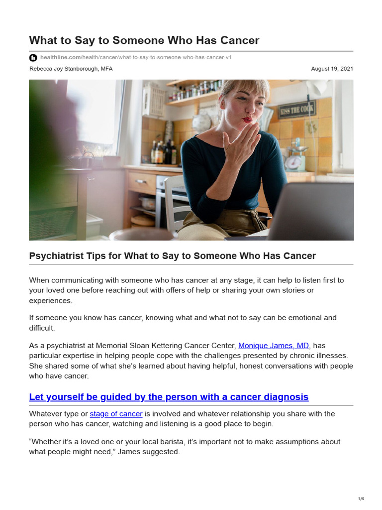 How to Support Someone with Cancer | PDF | Caregiver | Feeling