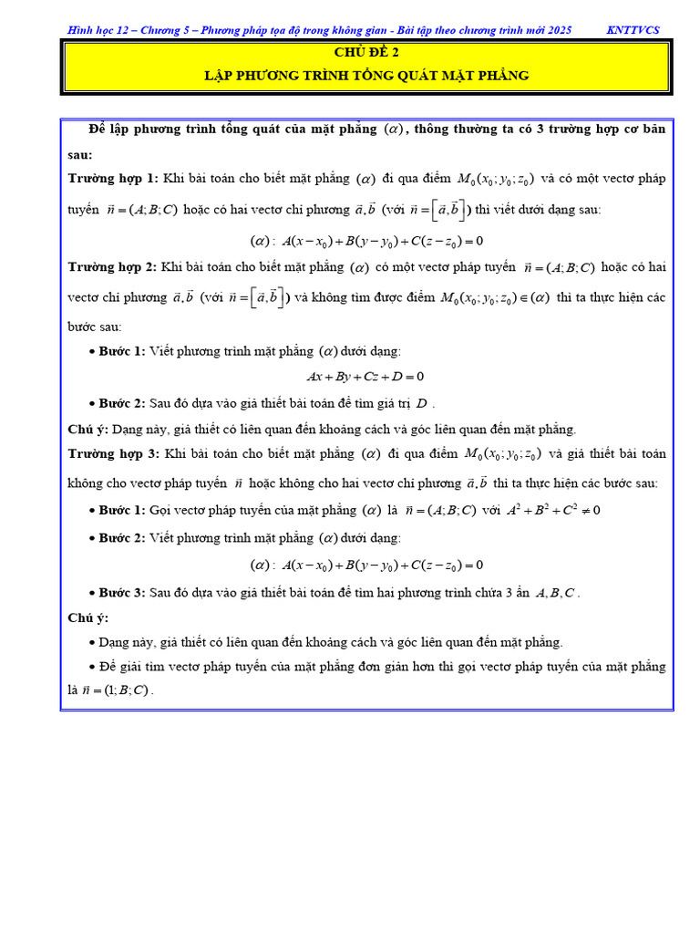 Chủ đề 2-Viết phương trình MP-ĐỀ BÀI | PDF