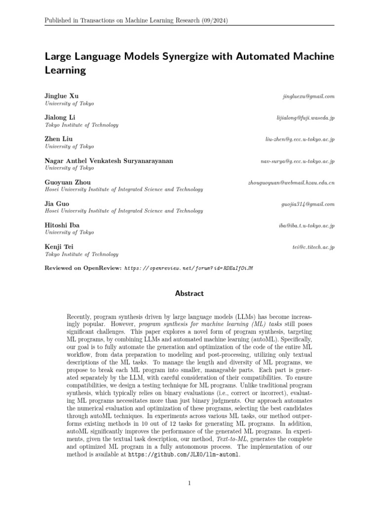 LLMs Enhance Automated ML Program Synthesis | PDF | Machine Learning ...