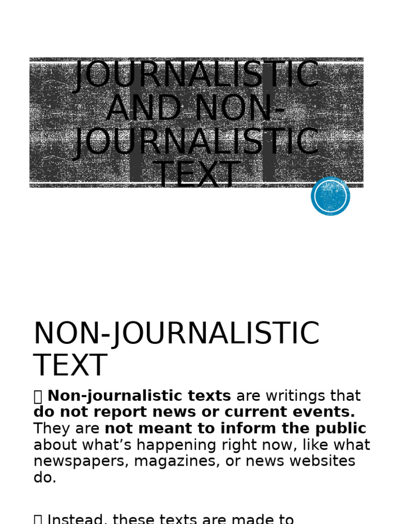 Types of Non-Journalistic Texts | PDF