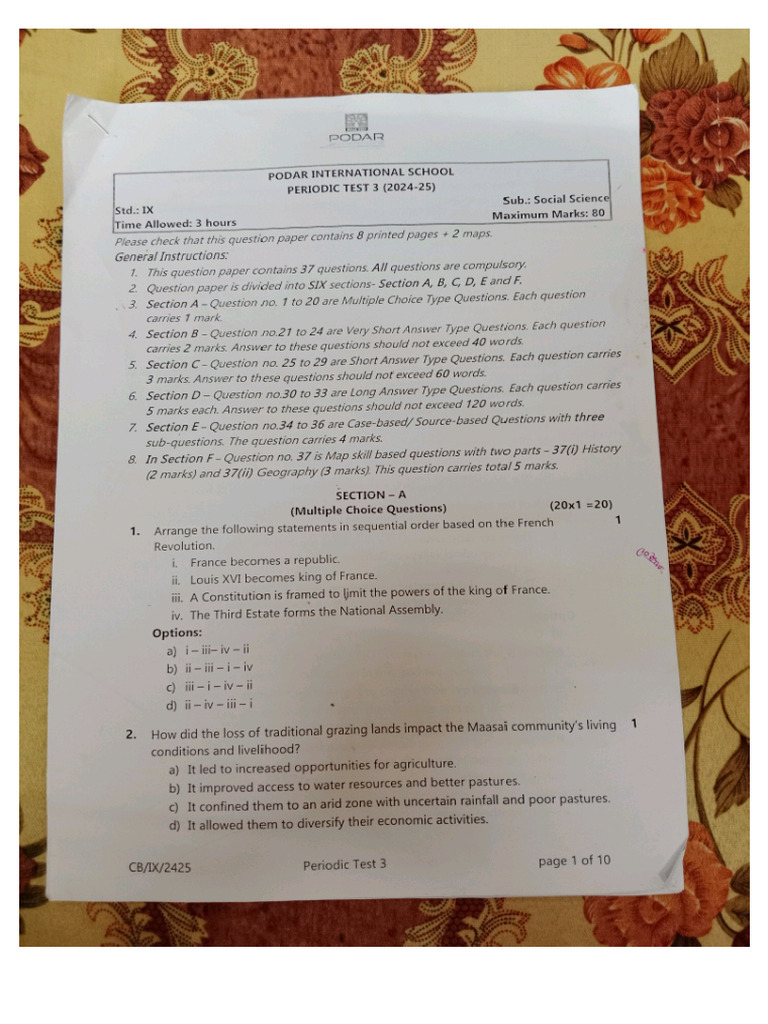 PT-3 SST Question Paper | PDF